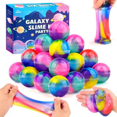 28-Pack Valentine's Day Slime Party Favors, Bulk Galaxy Slime Balls Non-Sticky, Mess-Free for Kids, Stress Relief Mini Toys for Girls and Boys - Classroom Reward, Party Supplies, Goodie Bag Stuffers