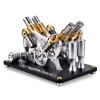4-Cylinder Hot Air Stirling Engine Model Kit with Generator,Ready-to-Start Full Metal Kit,Stainless Steel Heating Tube & Copper Head,Precision CNC Parts,for Physics Demo & Engineering Collection view 1
