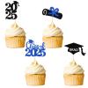 2025 Graduation Cupcake Toppers Glitter Diploma Done Grad Cap Cupcake Toppers Decoration for Class of 2025 Celebrate Graduation Theme Party Supplies view 1