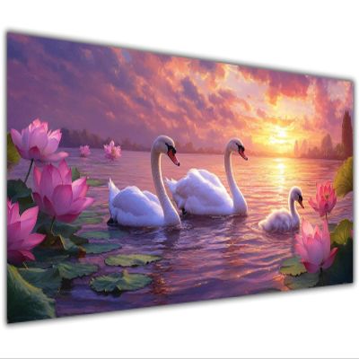 50x100cm Large Paint by Numbers Kit for Adults Sunset Paint by Numbers SwanColored Oil Canvas Art Kit with Acrylic Pigment and Brushes for Home Wall Decor Crafts Man Women Hobbies Girls Gifts KL-787