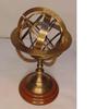 Brass Armillary Sphere Globe with Wooden Base Decorative Astronomical Instrument 8 inches Best Gift Item view 1