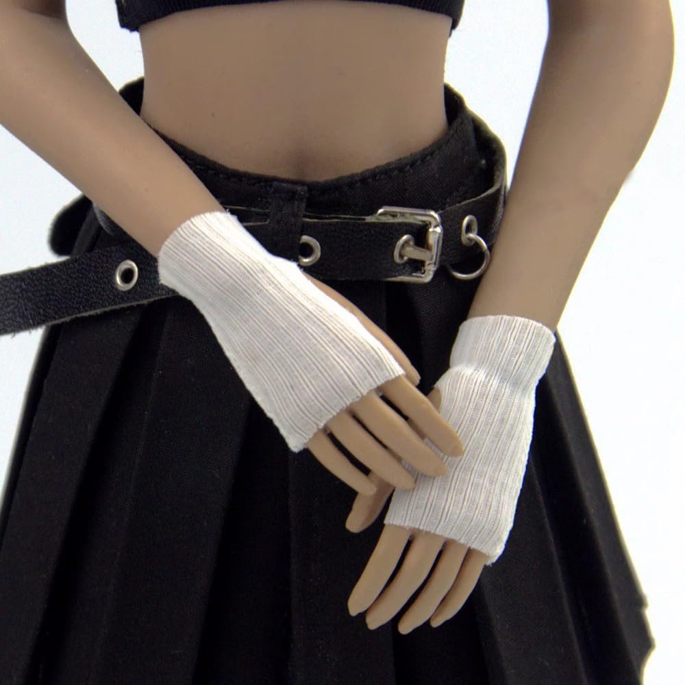 1/6 Scale Female Clothes Gloves Decoration for 12-inches Action Figure Body Doll, Female Action Figure Wrist Wraps Clothing 1/6 Girl Wrist Gloves Costume Accessory (White, Short)
