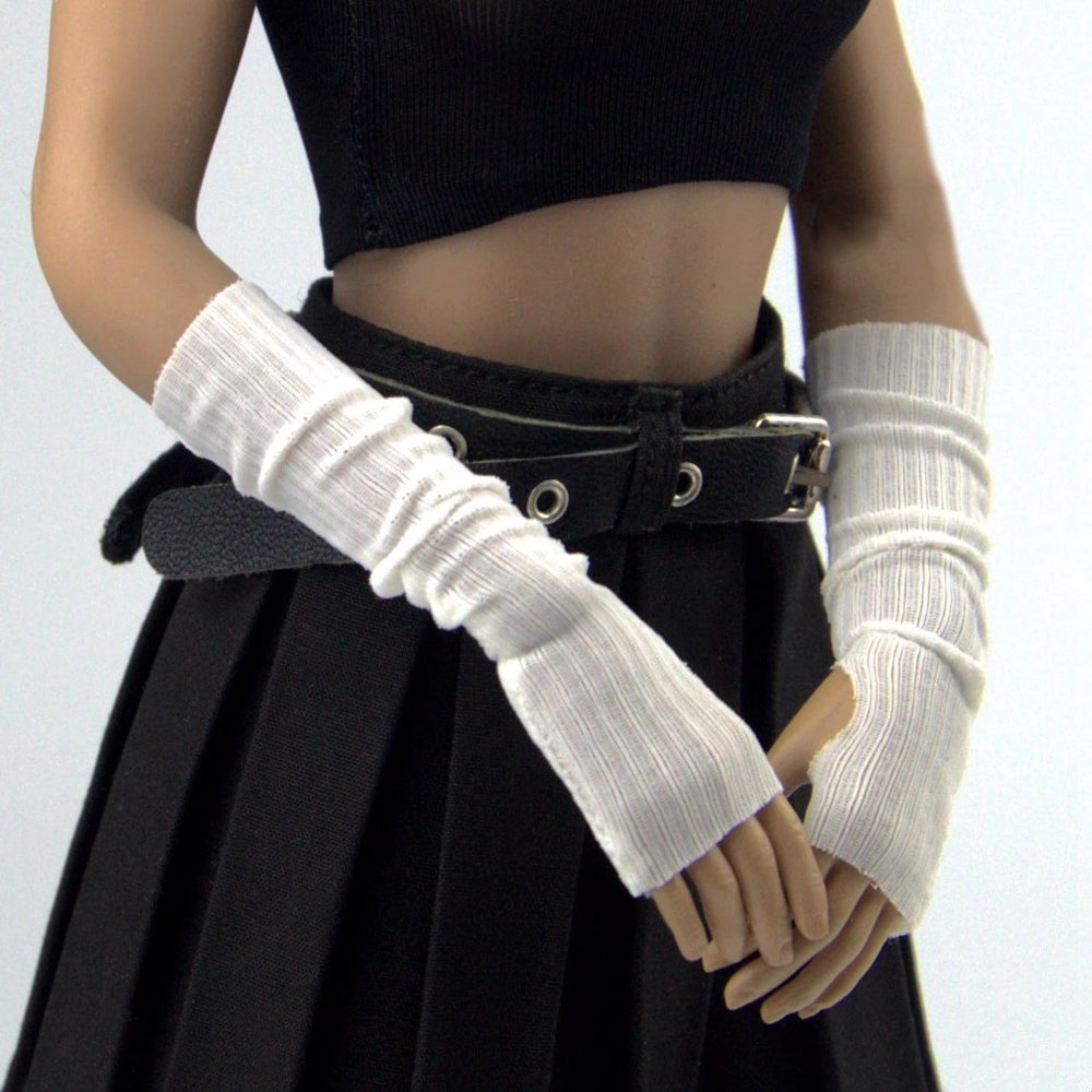 1/6 Scale Female Clothes Glovesx Decoration for 12-inches Action Figure Body Doll, Female Action Figure Wrist Wraps Clothing 1/6 Girl Wrist Gloves Costume Accessory (White, Long)