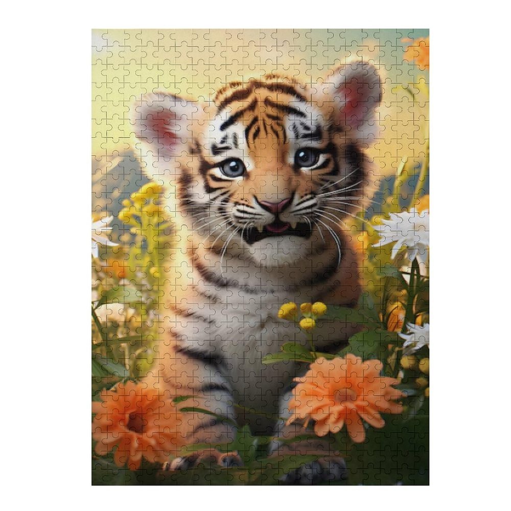 Tiger Cub Jigsaw Puzzles for Adults 1000 Pieces Challenging Shaped Puzzle for Game Night Family Friends Puzzle