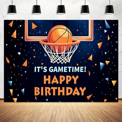 10X8ft Basketball Happy Birthday Backdrop Decorations Banner Boy Basketball Sport Theme Party Happy Birthday Home Indoor Banner Sports Theme Photography Background