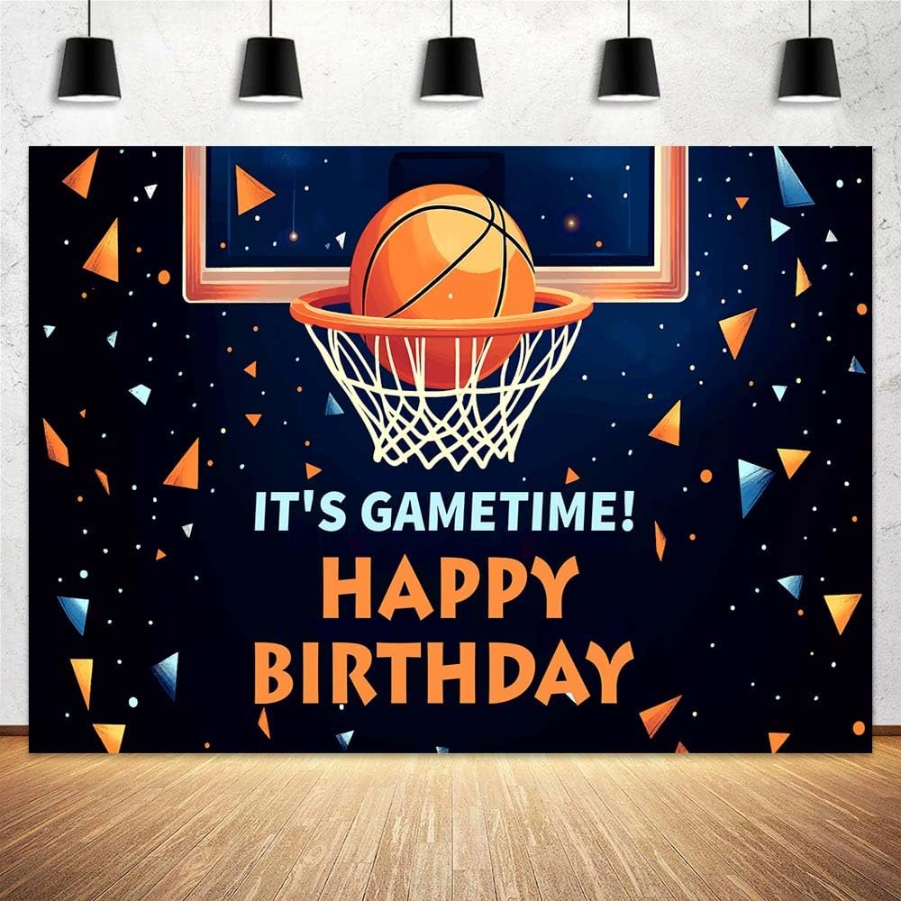 10X8ft Basketball Happy Birthday Backdrop Decorations Banner Boy Basketball Sport Theme Party Happy Birthday Home Indoor Banner Sports Theme Photography Background