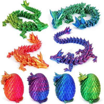 JOD 4PCS 3D Printed Dragon Eggs with Dragon Inside  Articulated Fidget Toys, Easter Dragon Eggs, Mystery Surprise Easter Eggs for Kids, Unique 3D Printed Animals, Home Decor and Gift Set(A)