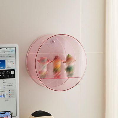 Acrylic Display Box, Figures Showcase, Wall-Mounted Display Shelf Transparent Dustproof Showcase Display Boxes for Collectibles, for Kids Playroom, Action Figures(Pink)
