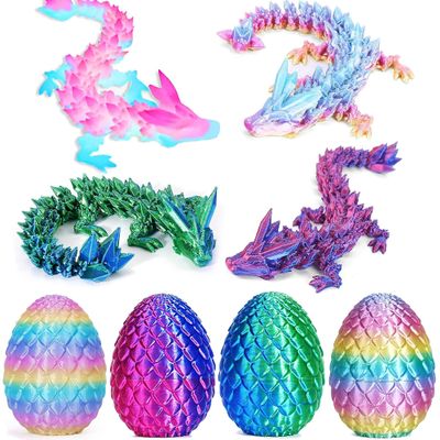 JOD 4PCS 3D Printed Dragon Eggs with Dragon Inside Articulated Fidget Toys, Easter Dragon Eggs, Mystery Surprise Easter Eggs for Kids, Unique 3D Printed Animals, Home Decor and Gift Set(C)
