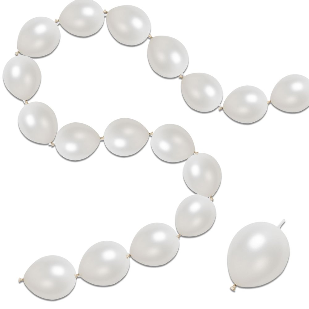 100 Pcs Quick Link Balloons White Metallic 6 inch, Latex Linking Balloons Pearl White for Balloon Wall/Arches/Chains, Birthday Party Wedding Anniversary Graduation Arch Party Decor