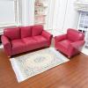 1/12 Scale Furniture Miniature Scene Retro Round Table & Sofa Dollhouse Accessory Scene Decoration, Dollhouse Accessories Furniture, Miniature Toy Furnishing (Red Sofa (Seats 1)) view 3