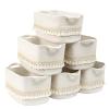 6 Pack Storage Basket for Shelves, Boho Cotton Rope Storage Bins with Heavy Tassel, Shelf Baskets Large Woven Baskets for Organizing, Cube Organizer Bins, Baby Laundry Basket for Clothes, Toys, Pets view 1