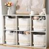6 Pack Storage Basket for Shelves, Boho Cotton Rope Storage Bins with Heavy Tassel, Shelf Baskets Large Woven Baskets for Organizing, Cube Organizer Bins, Baby Laundry Basket for Clothes, Toys, Pets view 4