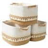 3 Pack Storage Basket for Shelves, Boho Cotton Rope Storage Bins with Heavy Tassel, Shelf Baskets Large Woven Baskets for Organizing, Cube Organizer Bins, Baby Laundry Basket for Clothes, Toys, Pets view 1