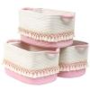 3 Pack Storage Basket for Shelves, Boho Cotton Rope Storage Bins with Heavy Tassel, Shelf Baskets Large Woven Baskets for Organizing, Cube Organizer Bins, Baby Laundry Basket for Clothes, Toys, Pets view 1