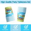 100pcs Train Party Supplies Set Serves 20, Includes Plates, Napkins, Cups, Forks for Train Birthday Party Decorations view 4