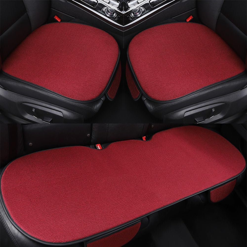 KJTYSDM Car Seat Cushion for Dacia Duster Sandero Logan, 5 Seats Four Seasons Comfortable Breathable Non-Slip Car Seat Cushion, Front and Rear Car Seat Pads,F Red