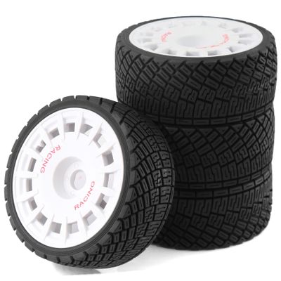 100mm 1/8 RC On-Road Tires and 15-Spokes RC Hard Plastic wheels High Grip Set 17mm Hex For 1/7 1/8 HPI VRX WR8 HSP Hobao Kyosho ARRMA Redcat Losi KM C3 CNE Ford W200 (White)