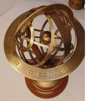 Vintage Brass Armillary Sphere Decorative Nautical Globe with Wooden Base Antique Style 8 Inches Best Gift Item