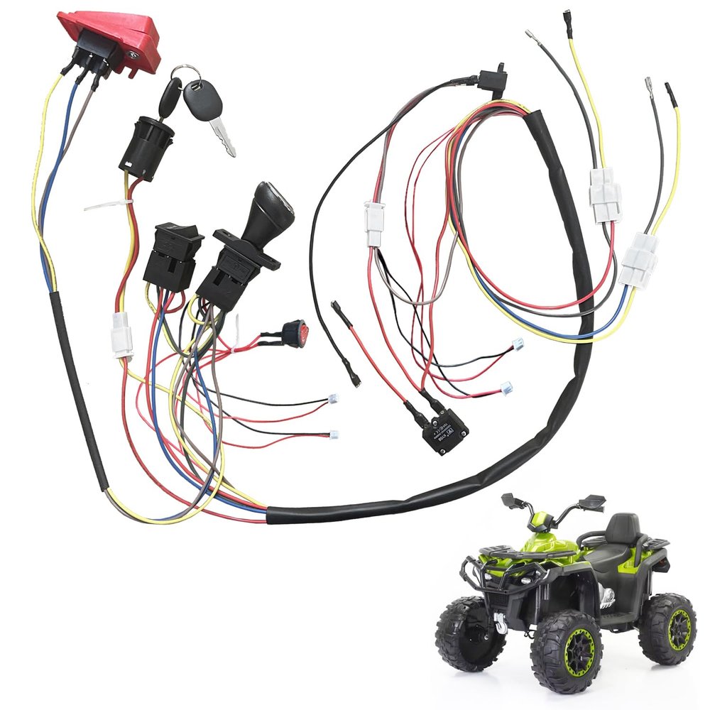 6V 12V 24V DIY Wire Harness Electric Conversion Kit for Kid's Ride On Toys Car,Set of Wire Harness Switch for Children Power Wheels Trax Upgrade Replacement Parts