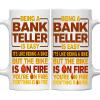 11oz Bank Teller Mug - Funny Bank Teller Gift, Humor Ceramic Coffee Mug Being A Bank Teller Is Easy, Like Riding A Bike On Fire - Unique 11oz Cup for Bank Teller Pros view 1