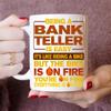 11oz Bank Teller Mug - Funny Bank Teller Gift, Humor Ceramic Coffee Mug Being A Bank Teller Is Easy, Like Riding A Bike On Fire - Unique 11oz Cup for Bank Teller Pros view 2