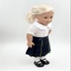 18 inch Doll Outfit-School Plaid Jumper Include Blouse and Hair Accessory/Add on Option: Sock and Shoe (Doll is not Included) (Pleated Skirt,Sock,ShinyBlack Shoe, Plaid 55) view 4