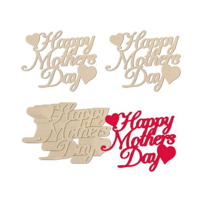 12pcs Happy Mother's Day Wood Cutouts DIY Crafts Mother's Day Heart Unfinished Wooden Tags Ornaments for Happy Mother's Day Birthday Party Decoration