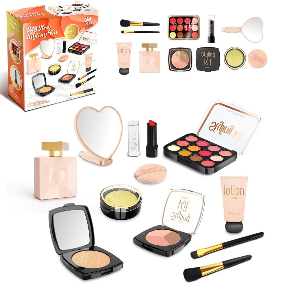 Fake Makeup Kits for Girls Toys 3 4 5 Years Old, Pretend Makeup Toys for Girls Birthday Gifts 3-5 Years Old (Black)