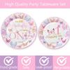 120 Pcs Butterfly 1st Birthday Party Supplies Girl Pink Our Little Butterfly is Turning One Party Decoration Includes Paper Plates Napkins Cups Straws Forks for Butterfly One Year Old Birthday Favors view 3