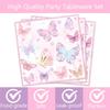 120 Pcs Butterfly 1st Birthday Party Supplies Girl Pink Our Little Butterfly is Turning One Party Decoration Includes Paper Plates Napkins Cups Straws Forks for Butterfly One Year Old Birthday Favors view 4