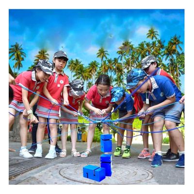 Field Day Game Sets Team Stacking Tower Game, Outdoor Lawn/Beach Teamwork Games, Birthday Party Game Suitable for 5-20 People(Blue,5PCS)