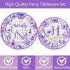 120 Pcs Butterfly 1st Birthday Party Supplies Girl Purple Our Little Butterfly is Turning One Decoration Includes Paper Plates Napkins Cups Straws Forks for Butterfly One Year Old Birthday Favors view 2