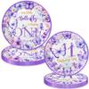 120 Pcs Butterfly 1st Birthday Party Supplies Girl Purple Our Little Butterfly is Turning One Decoration Includes Paper Plates Napkins Cups Straws Forks for Butterfly One Year Old Birthday Favors view 4