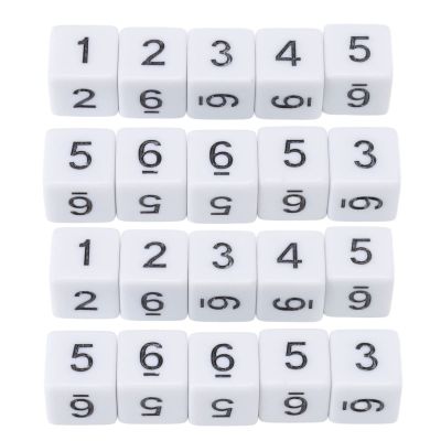 20PCS 16MM Plastic Six Sided Dice Game Props, Multifunction Dice Cube for Classroom Board Games DIY Sticker Counting Teaching
