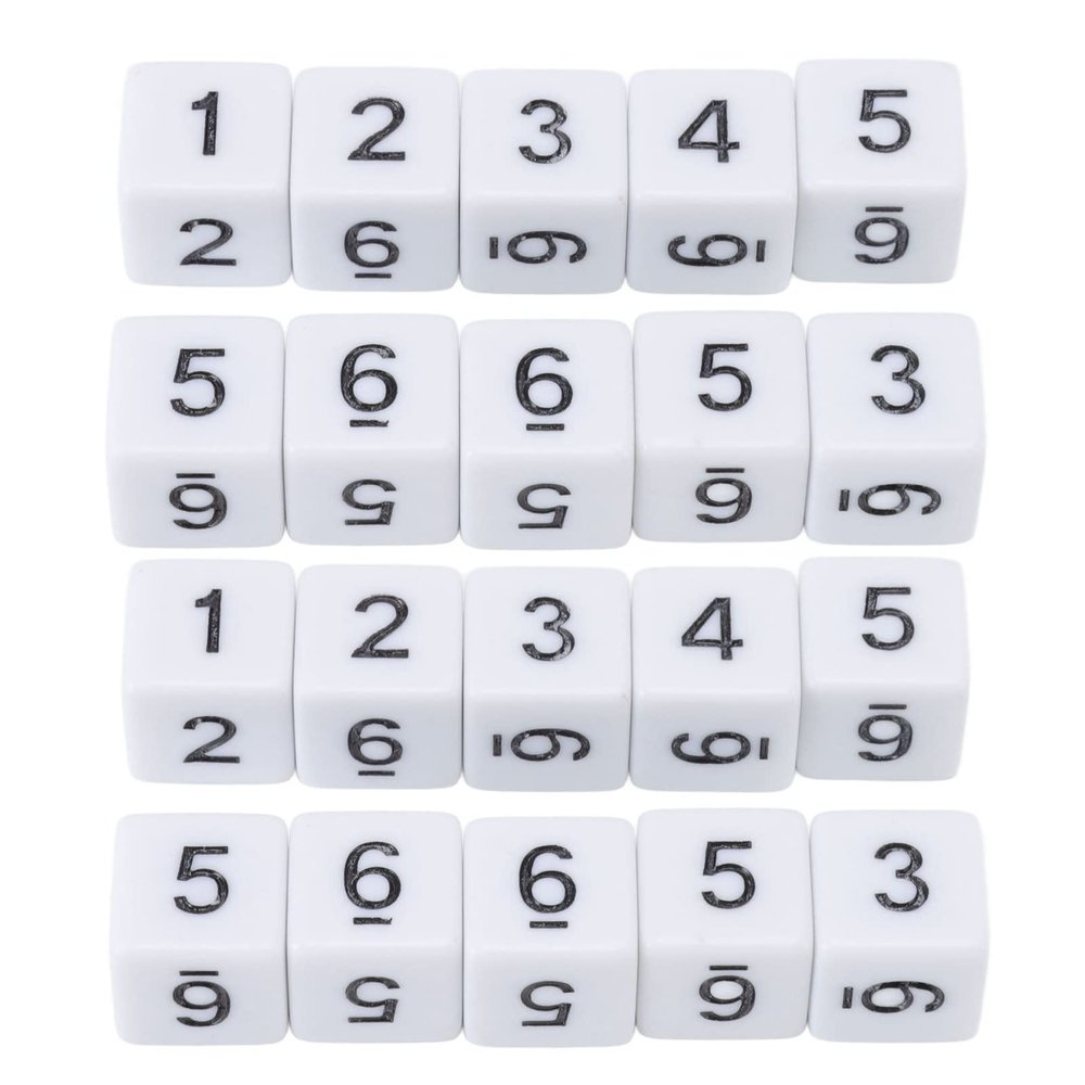 20PCS 16MM Plastic Six Sided Dice Game Props, Multifunction Dice Cube for Classroom Board Games DIY Sticker Counting Teaching