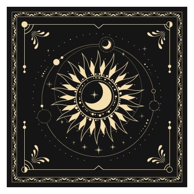 BOXOB Altar Cloth, 18.31x18.31in Delicate Square Sun Moon Alter Cloths Witchcraft Spiritual Tarot Mat Tablecloth Divination Tools and Accessories Perfect Divination Ritual Supplies