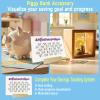 Add Savings Tracking to Any Piggy Bank Style, Piggy Bank Accessory-Money Goal Tracker,Companion for Piggy Bank-Saving Challenge Card, Piggy Bank Saving Sheet, 16 pcs with Wooden Stand-Easy Model view 3