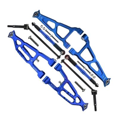 Alloy Front Upper Lower Suspension Arm + Tie Rod SetCompatible For LOSI 1/10Compatible For BAJA REY RC CAR(Blue)