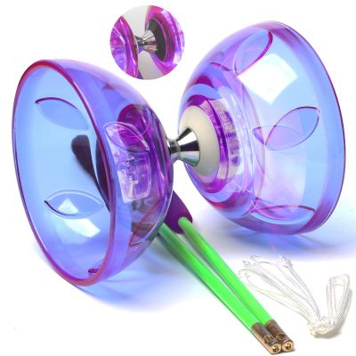 BodyRhythm Five Bearings Chinese Diabolo Yoyo Set with LED, Fiberglass Sticks, Adjustable Strings for All Ages - Best for Fitness and Tricks (Purple)