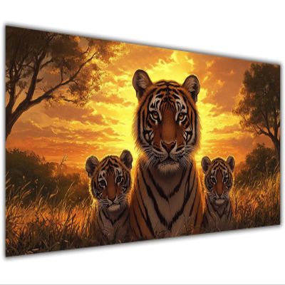 50x100cm Large Paint by Numbers Kit for Adults Sunset Paint by Numbers TigerColored Oil Canvas Art Kit with Acrylic Pigment and Brushes for Home Wall Decor Crafts Man Women Hobbies Girls Gifts KL-823