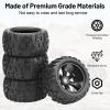 17mm Hex RC Wheels & Tires Set, daitoku 4PCS Pre-Glued 1/8 Monster Truck Wheels Off-Road Tires for Traxxas Maxx E-Revo 2.0/3.3 Summit Arrma Kraton Outcast 4-6S (Black) view 2