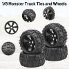17mm Hex RC Wheels & Tires Set, daitoku 4PCS Pre-Glued 1/8 Monster Truck Wheels Off-Road Tires for Traxxas Maxx E-Revo 2.0/3.3 Summit Arrma Kraton Outcast 4-6S (Black) view 4