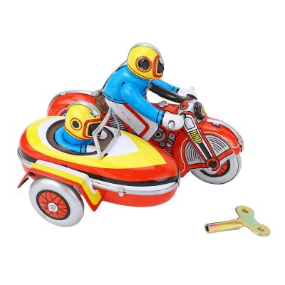 equlup Wind Up Toys, Iron Retro Collectible Three Wheeled Motorcycle Clockwork Vintage Toy Rotating Carousel Horse Clockwork Toys for Desktop Decorations