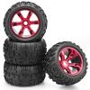 1/8 RC Truck Tires and Wheels, daitoku 17mm Hex Off-Road RC Car Tires Wheels Set with Electroplated Hubs for Traxxas Maxx E-Revo 2.0 3.3 Summit Revo 3.3 Arrma Kraton Outcast 4-6S (Red) view 1