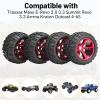 1/8 RC Truck Tires and Wheels, daitoku 17mm Hex Off-Road RC Car Tires Wheels Set with Electroplated Hubs for Traxxas Maxx E-Revo 2.0 3.3 Summit Revo 3.3 Arrma Kraton Outcast 4-6S (Red) view 3
