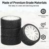 1/8 RC On Road Car Tires and Wheels, daitoku 17mm Hex 1/8 RC Rally Tires & Drift Wheels Set 4PCS for HPI WR8 HSP Hobao ARRMA Redcat Losi Kyosho VRX - White view 2