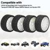 1/8 RC On Road Car Tires and Wheels, daitoku 17mm Hex 1/8 RC Rally Tires & Drift Wheels Set 4PCS for HPI WR8 HSP Hobao ARRMA Redcat Losi Kyosho VRX - White view 3