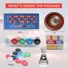 12 Solid Roulette Wheel Set, Roulette Table Casino Games with 12 Solid Wood Roulette Wheel, 47 x 24 Felt Roulette Mat, 100pcs Poker Chips, 2 Decks of Playing Cards for Casino Game, Gambling Games view 2