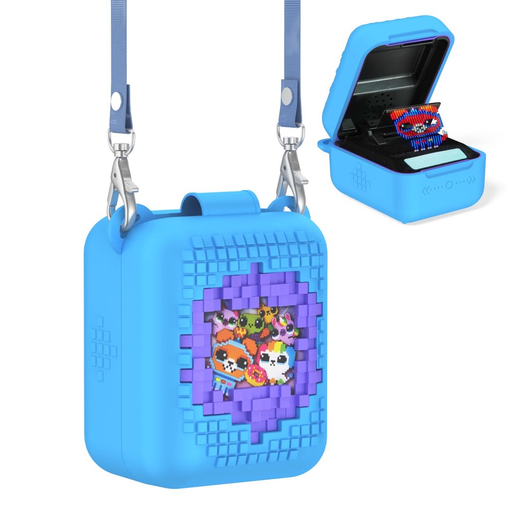 Soft Silicone Case for Bitzee Interactive Toy Digital Pet, Shockproof and Protective Carrying Case for Bitzee Interactive Electronic Pets with Lanyard (Blue)